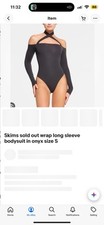 Skims sold out wrap long sleeve bodysuit in onyx size S