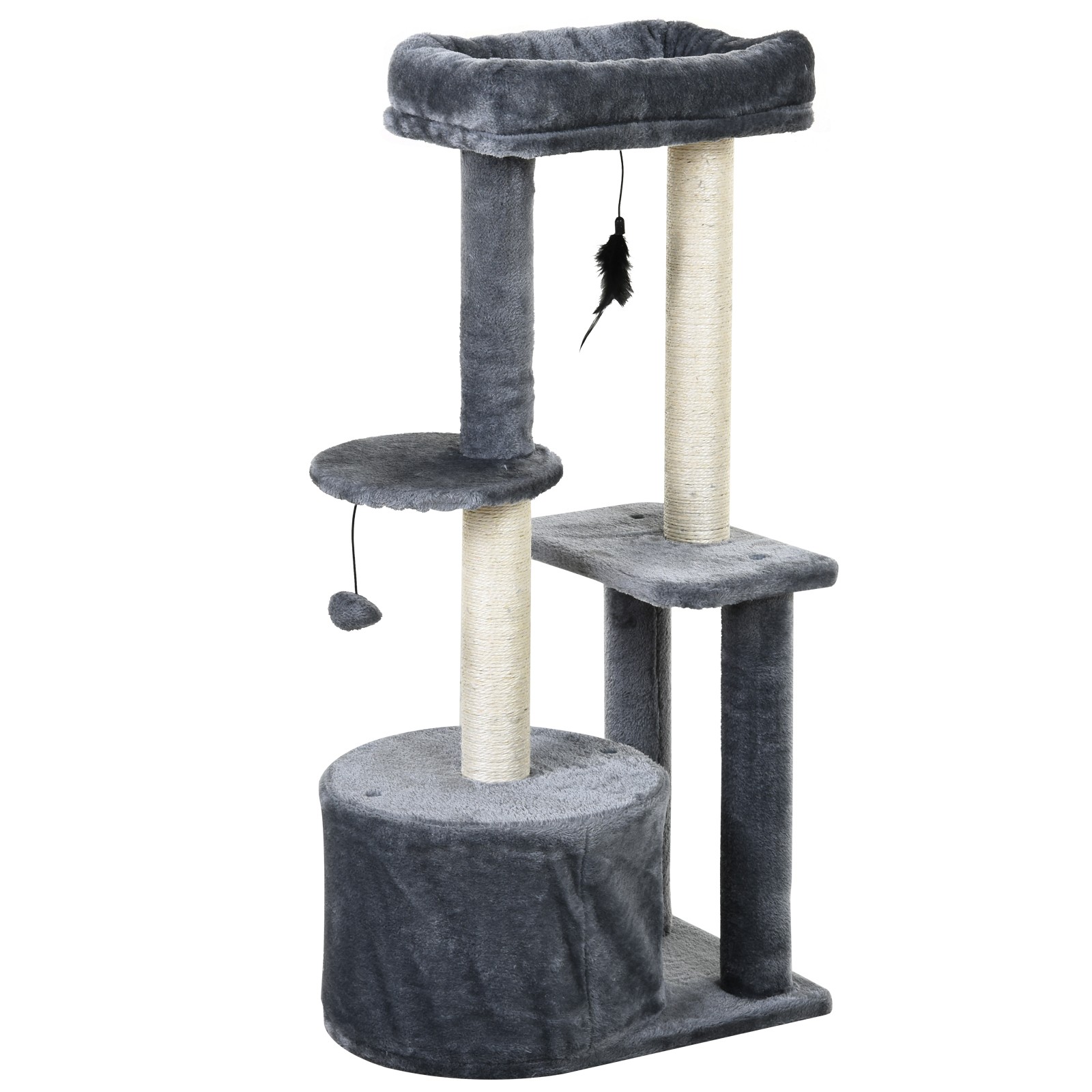 Albero Tiragraffi PawHut 48x35x100cm | Struttura Rinforzata e Gioco