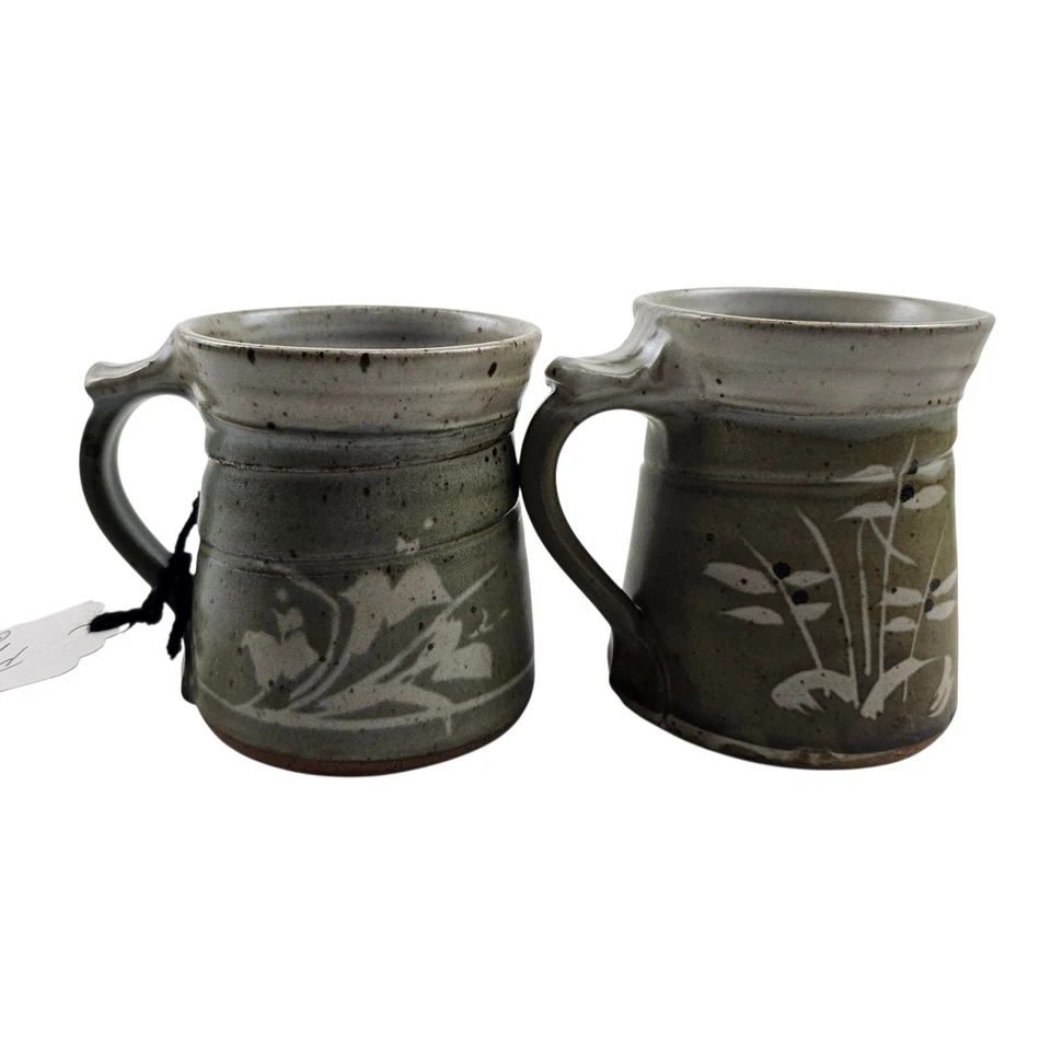 Набор кофейных кружек ручной работы из керамики, керамические кружки с подписью художника, коттеджкор - Изображение 3 из 4