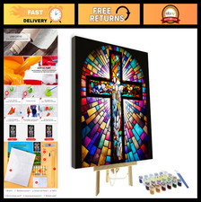 DIY Paint by Numbers Kit for Adults - Jesus Cross Canvas Art, 16"x20", Acrylic P