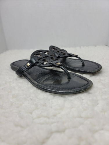 Tory Burch Miller Womens Sandals Size 6 Black Leather Thong Shoes