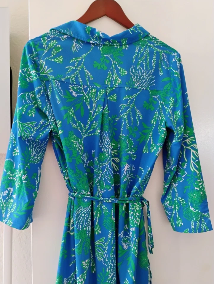Lilly Pulitzer Natalie Shirt Dress Collard Cumulus Blue Chick Magnet Med - Image 4 of 4