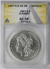 1897-S Morgan Dollar Silver $1 AU 58 Details Cleaned ANACS