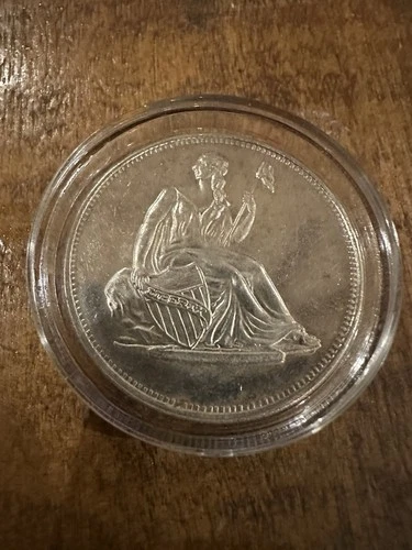 Vintage Seated Liberty 1 Troy Oz Pure .999 Fine SILVER Round Wreath in Capsule