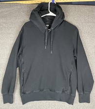 Uniqlo Hoodie Sweater Mens Medium Black Front Pockets Pull Strings Casual