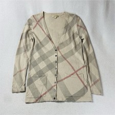 Cardigan Femme Burberry Brit Nova Beige Laine Mérinos Cachemire Wool Knit M F201