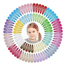 100Pcs Snap Hair Clips, 2 Inch Bend Metal Barrettes, 20 100pcs Solid Color