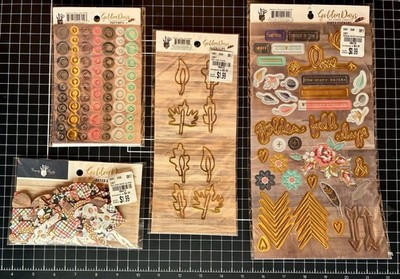 Fancy Pants Designs GOLDEN DAYS Alphas, Puffy Dots, Stickers, Paper Clips LOT