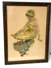 Bessie Pease Gutmann “The Message of the Roses” Framed Vintage 13" X 17"