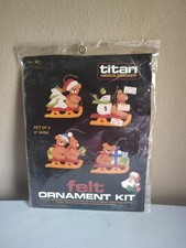 Titan Needlecraft Christmas Teddy Bear Felt Ornament Kit Unused Vintage Sewing