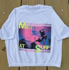 Vintage 80s Ocean Pacific "Men at Surf" neon surfing graphic banded L retro Cali