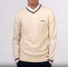 Slazenger Mens Legend No 3 White V-Neck Tennis Sweater Medium Merino Wool New