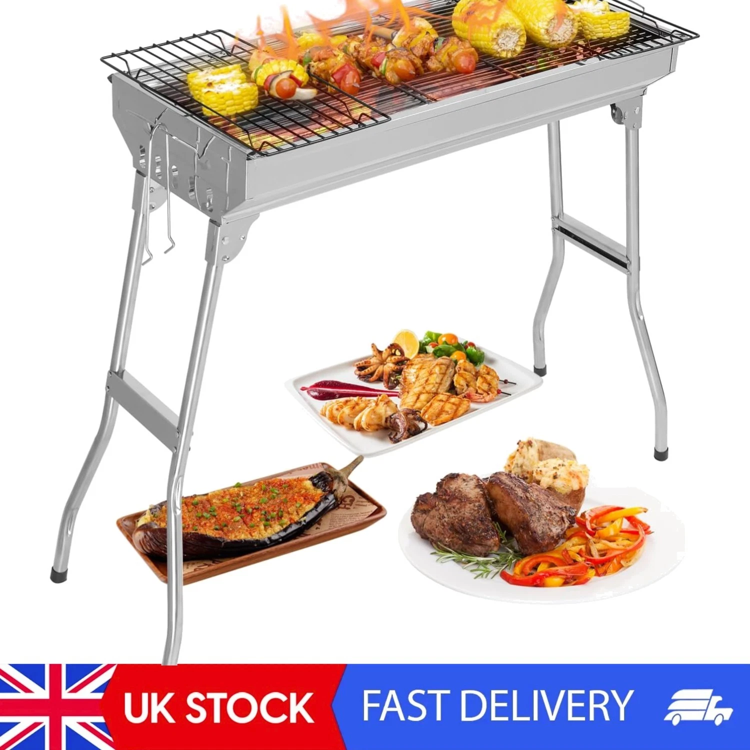 28x13x27" Lightweight Foldable BBQ Grill - Perfect for Outdoor Camping & Parties