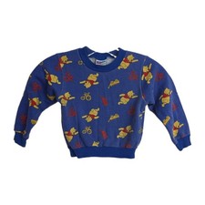 Vintage Pooh Sweatshirt Boy's Size 4T Blue w/ Pooh Bear Graphic Print All Over