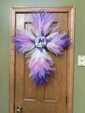 One Of A Kind Handmade “he Is Risen” Easter Cross Wreath For Door Or Home Decor