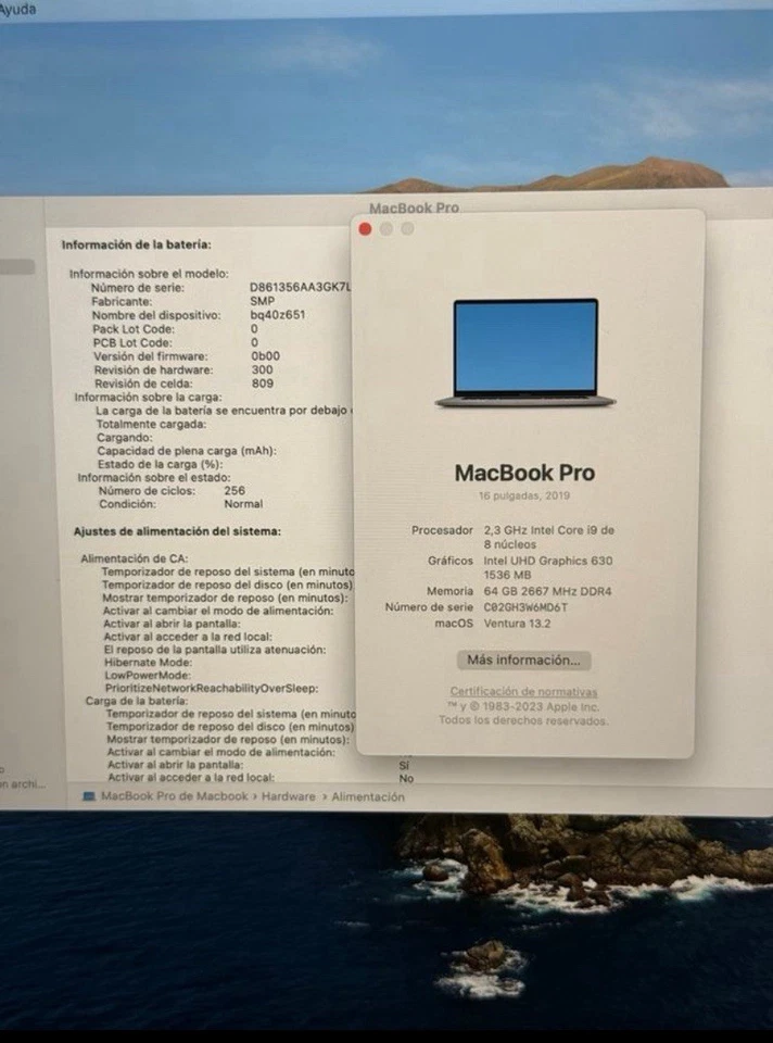 Apple MacBook Pro 16" 2019 · i9 · 64GB · 1TB, foto 3 de 5