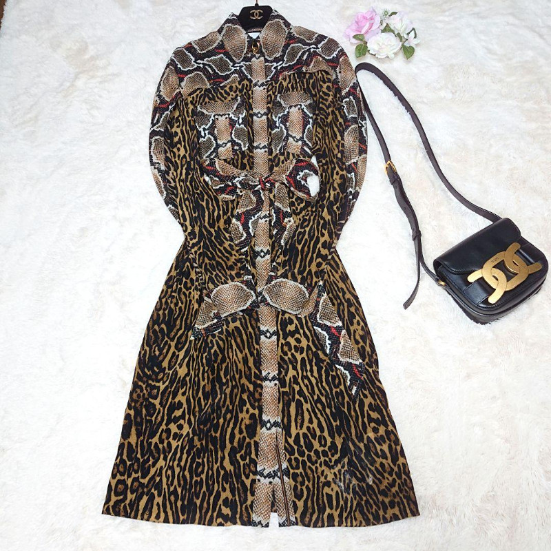 Burberry 100% Silk Python×Leopard Pattern Shirt D… - image 1