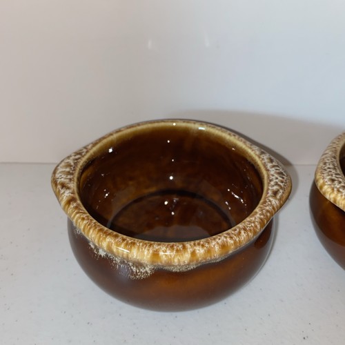 Lot de 2 bols à soupe vintage marron glacé goutte à goutte milieu de siècle moderne - Photo 2/9
