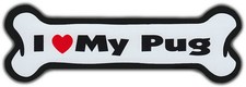 Dog Bone Magnet: I Love My Pug  For Cars, Refrigerators, More