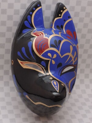 Komendo Full Face Fox Kitsune Mask KAGO Hand Made Painted Japan