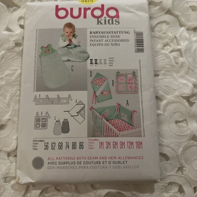 Burda 9479 Kids Infant Accessories Pattern Sleep Sack Wall Hanging Crib Bumper