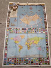 Ragu Map Of The World 1492 And 1992 cartographer flags 38x24.5