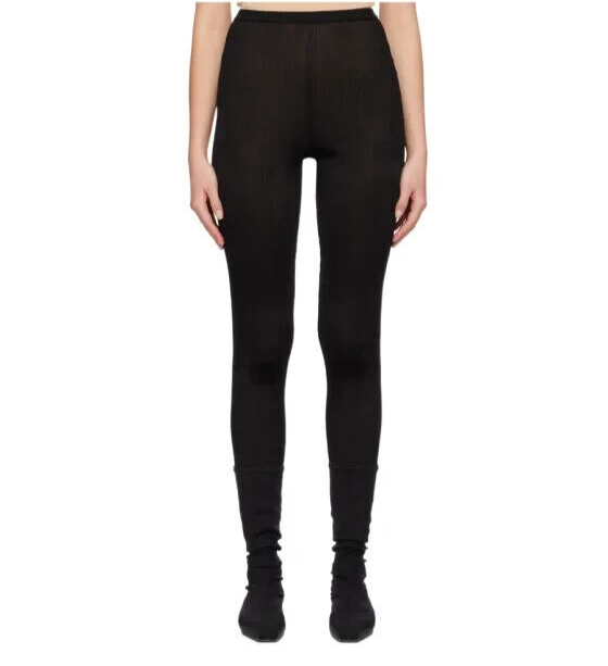 FILA $690 NUOVO The Row leggings in maglia a costine Edda pantaloni neri skinny XS S