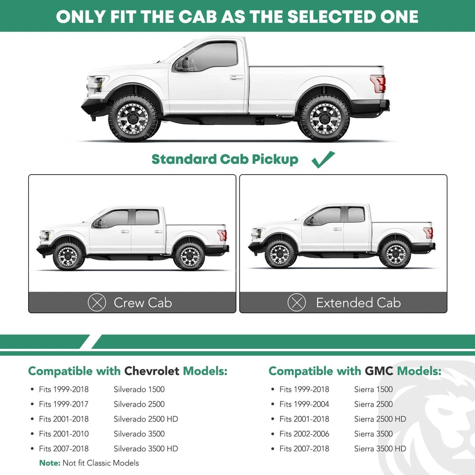 Barras de peldaños laterales redondas cromadas S/S 304 de 3" para Chevy Silverado Sierra cabina estándar Foto 2 de 4