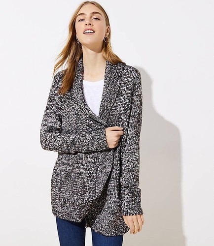 LOFT $98 Marled Shawl Open Cardigan Sz 