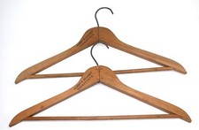  2 Vintage Wooden Clothing Closet Hangers  Natural  Standard Adult