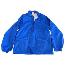Vintage Cardinal Coach Jacket Medium 80s Raglan USA Made Blue Snap