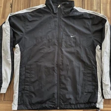 VINTAGE Nike Track Jacket Mens Large Silver Tag Y2K Warmup Windbreaker Full Zip*