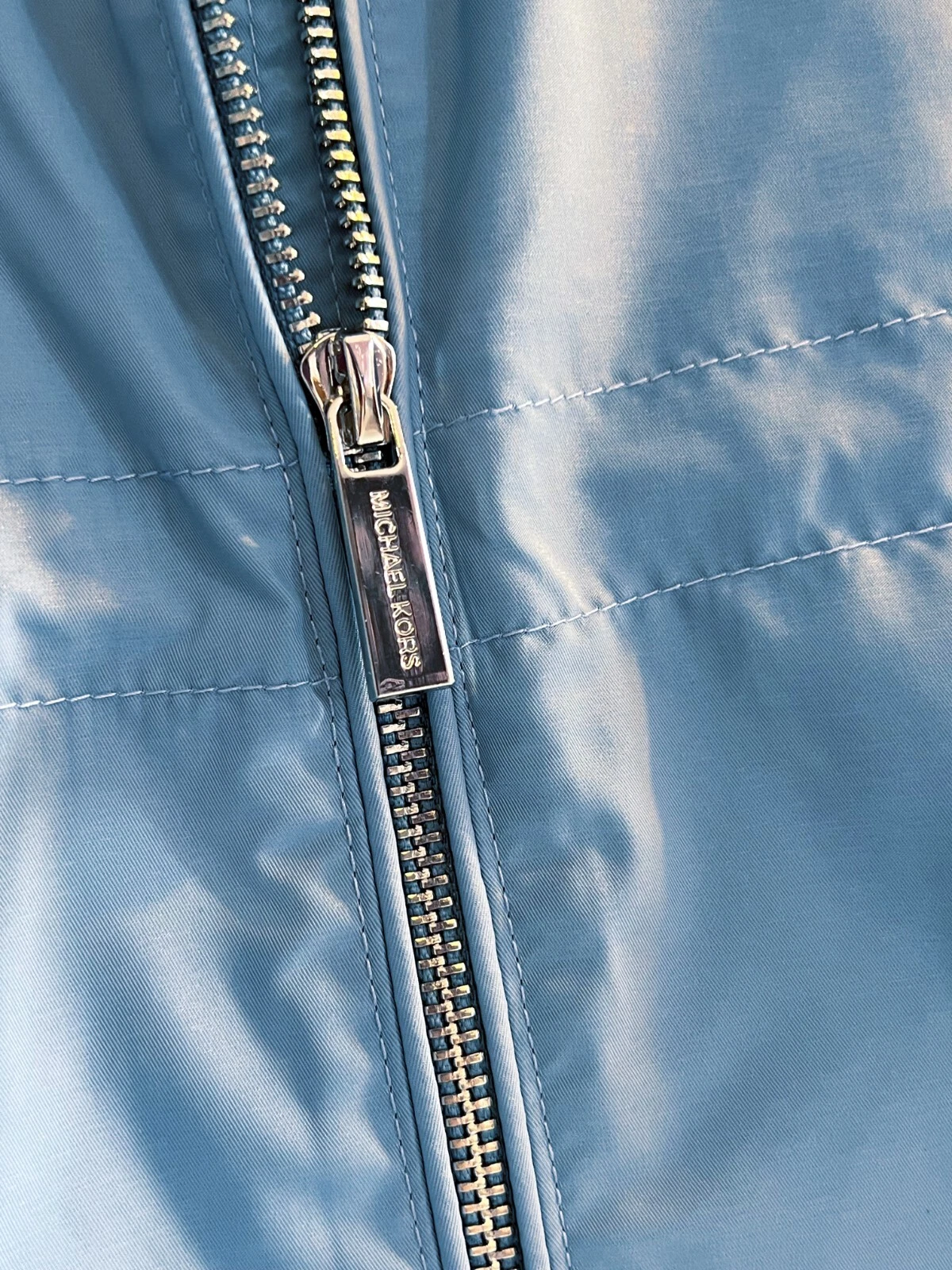 MICHAEL KORS GIACCA A VENTO BLU CHIARO GIACCA CON CAPPUCCIO TAGLIA SMALL UK 8 10