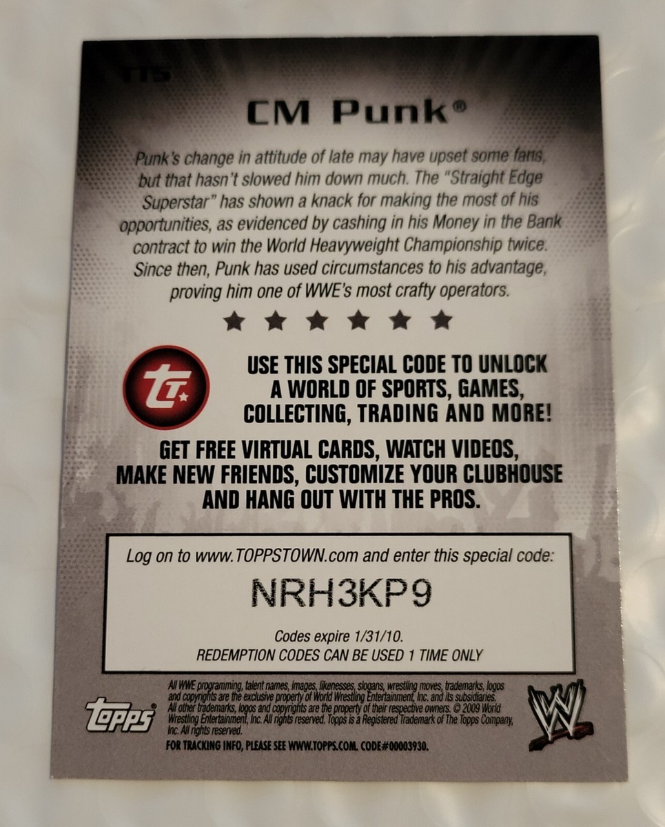 CM PUNK 2009 Topps WWE TOPPSTOWN #5 Wrestling Insert Card