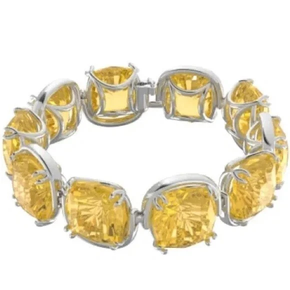 935 Silver With 28.13 TCW Cushion Cut Citrine Classic Tennis Bracelet For Woman - Image 2 of 4