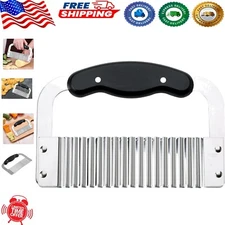 Manual Crinkle-Cut Slicer with Stainless Steel Blade - Ideal for Homemade Fries