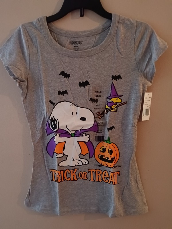 Girls Peanuts Halloween Shirt - Size 10/12 - Brand New With Tags