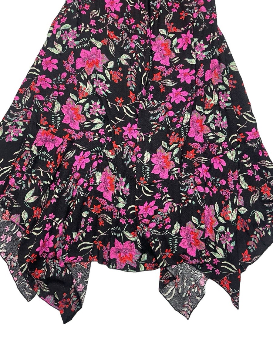 NWT Free People There She Goes Floral Maxi Slip Dress Black Combo Size Small
