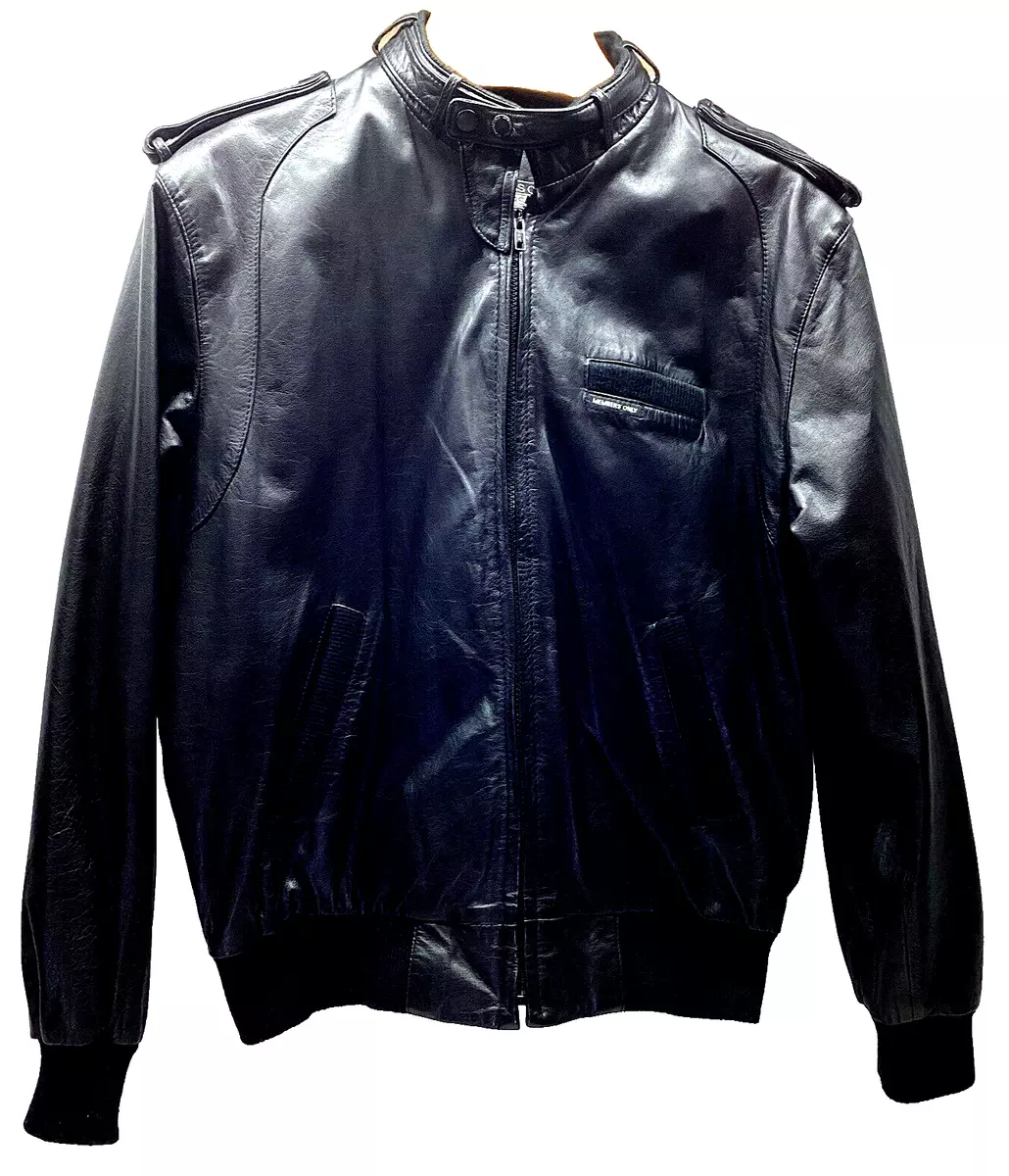 Black leather top members only jacket