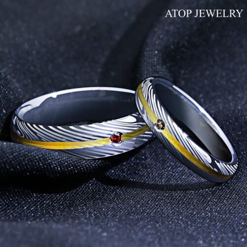 6mm/4mm Silver Tungsten Engagement Promise Ring CZ Diamond ATOP Men Wedding Band - Afbeelding 1 van 12