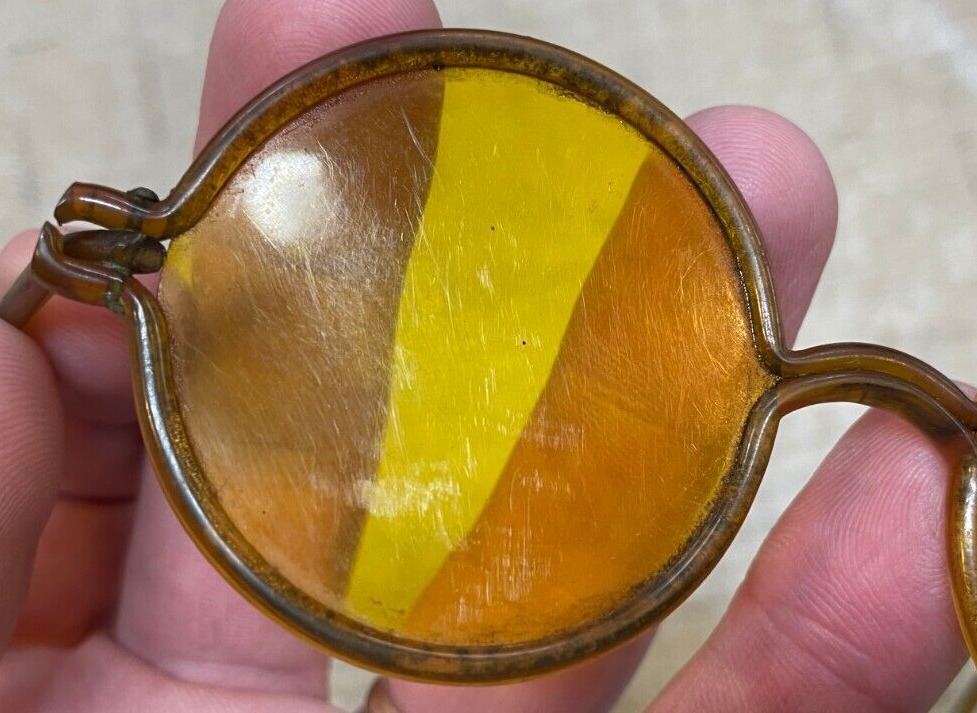 Antique Art Deco Yellow Plastic Glasses Sunglasse… - image 5