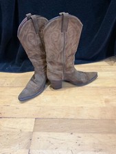 R. Soles Judy Rothschild Brown Chocolate Suede Leather Cowboy Boots UK 3.5 EU 36