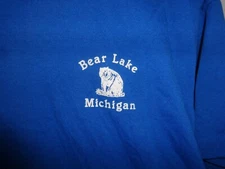 BEAR LAKE MICHIGAN Vintage Single Stitch Screen Stars Shirt Sz L MI