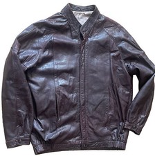 ST MICHAEL VINTAGE DARK RED/BURGUNDY SUPPLE LEATHER BOMBER JACKET UK 40  (M & S)