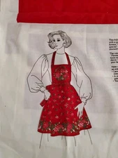 Vtg Cut and Sew VIP Cranston Christmas Tree  Apron  Panel Holiday USA A21