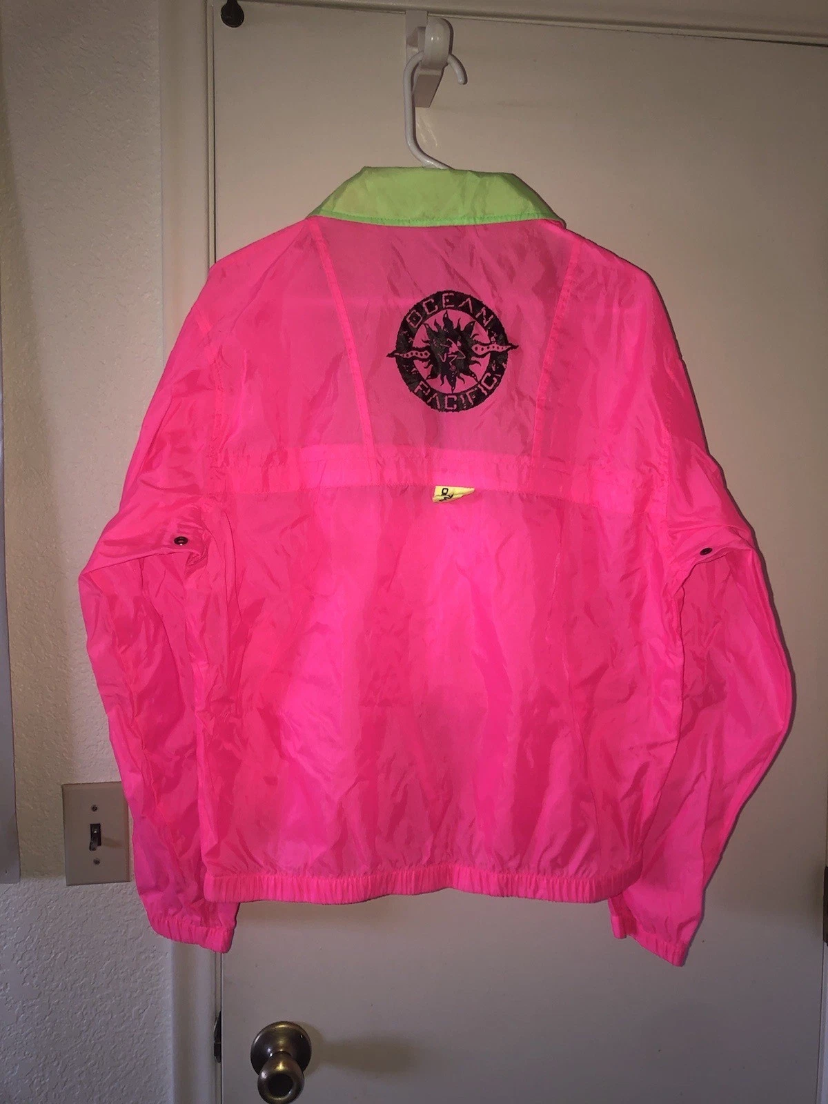 Vintage Ocean Pacific OP Retro 80s Neon Hot Pink Jacket Windbreaker Men’s Sz M
