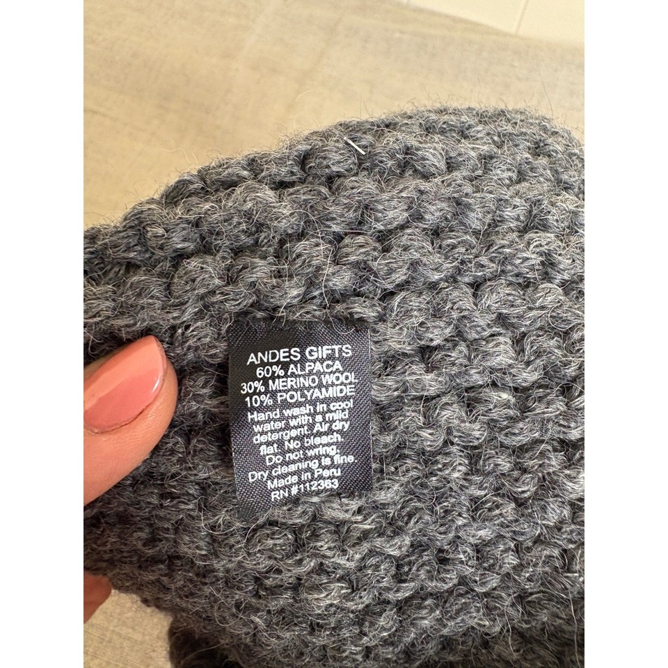 Andes Gifts Headband Ear Warmer Womens OS Gray Alpaca Merino Wool Twist ...