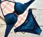 Victoria's Secret Swim Set Bombshell Add-2-Cups Push Up Brazilian Set Ombre Blue
