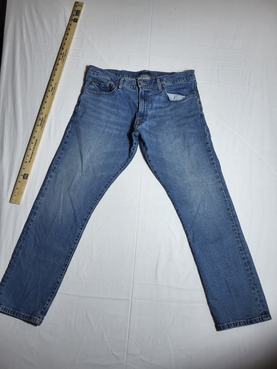 Polo Ralph Lauren Mens Jeans 36x30 Light Wash Straight Leg Blue Denim Cotton Pan