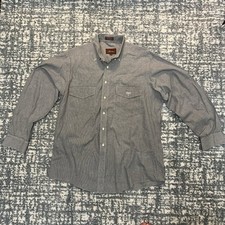 Lucchese Mens Sz L - Imported Cotton Made in USA Long Sleeve Button Up